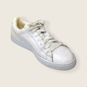 Puma White Leather Lace-Up Basketball Sneakers